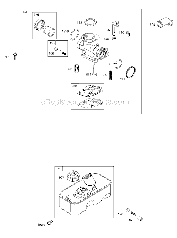 Page C Diagram and Parts List for 9C900SERIES  Briggs and Stratton Engine